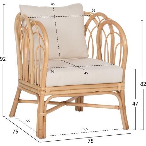 ΠΟΛΥΘΡΟΝΑ ESTOR HM9817 RATTAN ΣΕ ΦΥΣΙΚΟ-ΛΕΥΚΟ ΜΑΞΙΛΑΡΙ 78x75x92Υ εκ.