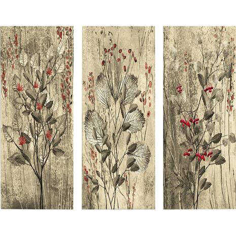 ΠΙΝΑΚΑΣ ΤΡΙΠΤΥΧΟ MDF RED FLOWERS AND BERRIES HM7204.01 60x50x0,3 εκ.