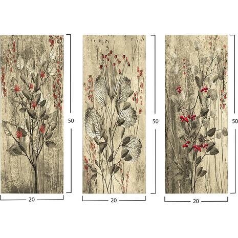 ΠΙΝΑΚΑΣ ΤΡΙΠΤΥΧΟ MDF RED FLOWERS AND BERRIES HM7204.01 60x50x0,3 εκ.