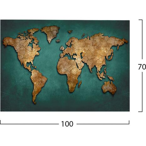 ΠΙΝΑΚΑΣ ΚΑΜΒΑΣ WORLD MAP HM7197.01 100X3X70 εκ.