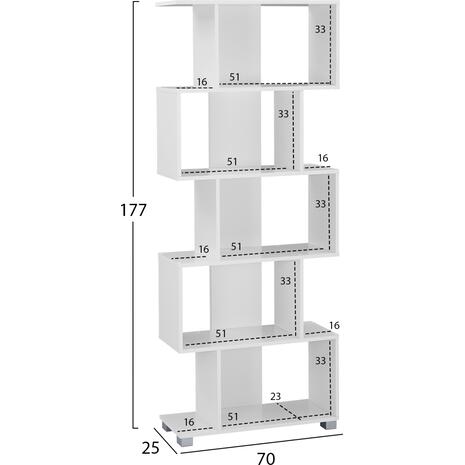 ΒΙΒΛΙΟΘΗΚΗ ΜΕΛΑΜΙΝΗΣ HM2385.04 ΛΕΥΚΗ 70x25x177 εκ.