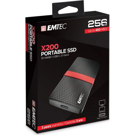 Εξωτερικός Σκληρός Δίσκος Emtec SSD 3.2Gen2 X200 256GB Portable (ECSSD256GX200)
