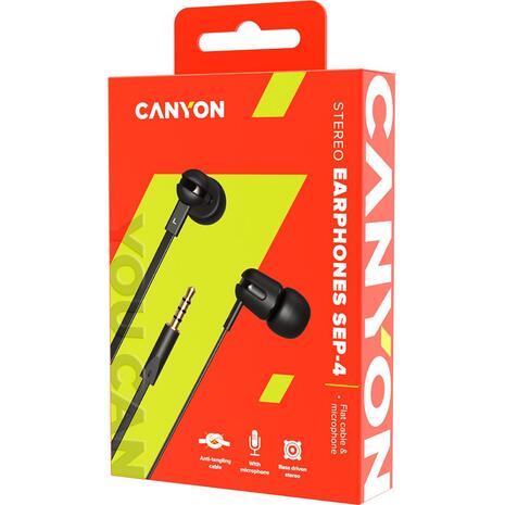 Ακουστικά με μικρόφωνο Canyon SEP-4 mic flat 1.2m black (CNS-CEP4B)