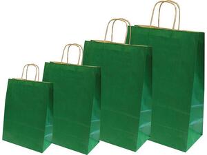 Χάρτινη σακούλα δώρου Υ41x32x12εκ. σκ. πράσινο με στριφτό χερούλι (1 τεμάχιο) (Βαθύ πράσινο)