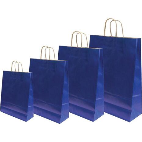 Χάρτινη σακούλα δώρου 41x32x12cm σκούρο μπλε στριφτό χερούλι (1 τεμάχιο) (Μπλέ σκούρο)