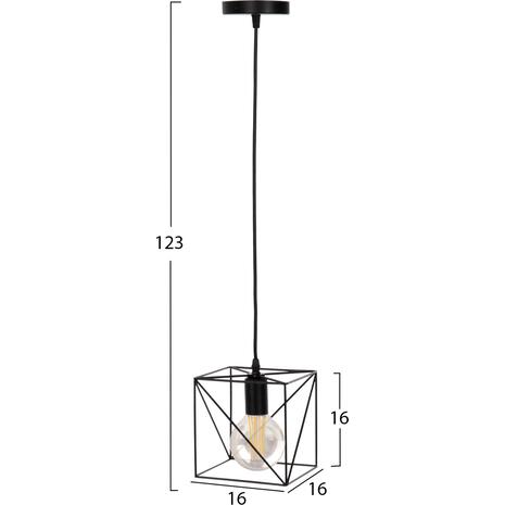 ΦΩΤΙΣΤΙΚΟ ΟΡΟΦΗΣ ΚΡΕΜΑΣΤΟ HM4039 ΜΑΥΡΟΣ ΜΕΤΑΛΛΙΚΟΣ ΚΥΒΟΣ 16x16x123Υεκ.