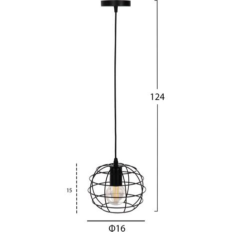 ΦΩΤΙΣΤΙΚΟ ΟΡΟΦΗΣ ΚΡΕΜΑΣΤΟ HM4037 ΣΦΑΙΡΙΚΟ ΜΑΥΡΟ ΜΕΤΑΛΛΙΚΟ Φ16x124Υεκ.