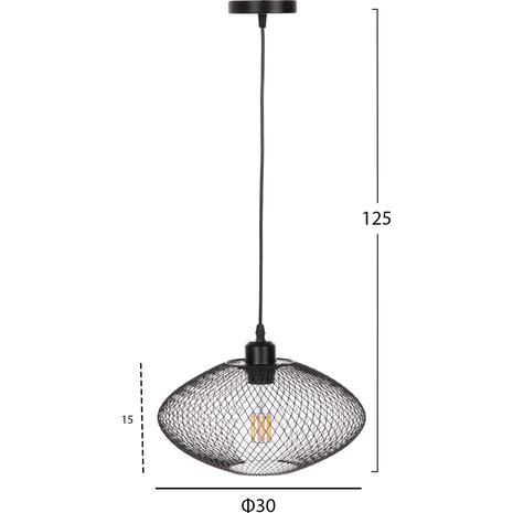 ΦΩΤΙΣΤΙΚΟ ΟΡΟΦΗΣ ΚΡΕΜΑΣΤΟ HM4094 ΜΑΥΡΟ ΔΙΚΤΥΩΤΟ ΜΕΤΑΛΛΙΚΟ ΚΑΠΕΛΟ Φ30x125Υεκ.
