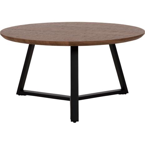 ΤΡΑΠΕΖΙ ΣΑΛΟΝΙΟΥ ΣΤΡΟΓΓΥΛΟ ROCKET HM9586.04 MDF WALNUT-ΜΑΥΡΗ ΣΑΓΡΕ ΒΑΣΗ Φ80x42Υεκ.