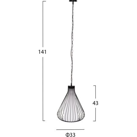 ΦΩΤΙΣΤΙΚΟ ΟΡΟΦΗΣ ΚΡΕΜΑΣΤΟ HM4074 ΜΕΤΑΛΛΙΚΟ ΜΑΥΡΟ ΚΑΠΕΛΟ Φ33x43-141Yεκ.