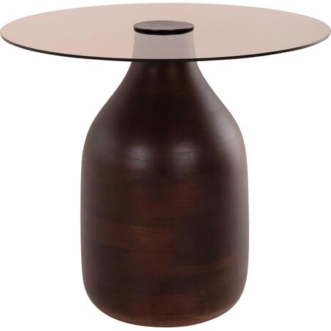 ΒΟΗΘΗΤΙΚΑ ΤΡΑΠΕΖΑΚΙΑ 2ΤΜΧ CHANG HM9668 ΞΥΛΟ MANGO-ΓΥΑΛΙ TOP Φ55x49,5Υ & Φ40x36,5Υεκ.