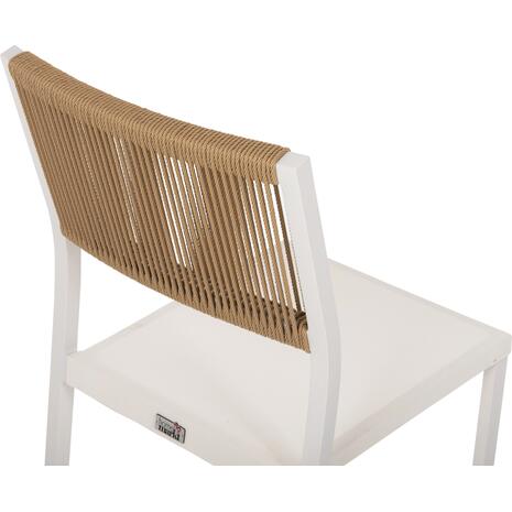 ΚΑΡΕΚΛΑ ΑΛΟΥΜΙΝΙΟΥ ΛΕΥΚΗ ΜΠΕΖ RATTAN & TEXTLINE HM5921.02 46x55,5x83Yεκ.