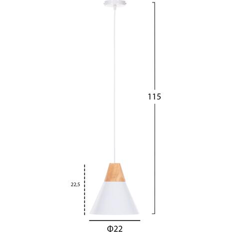 ΦΩΤΙΣΤΙΚΟ ΟΡΟΦΗΣ ΚΡΕΜΑΣΤΟ HM4149 ΛΕΥΚΟ ΜΕΤΑΛΛΙΚΟ ΚΑΠΕΛΟ-ΞΥΛΟ Φ22x115Υ εκ.