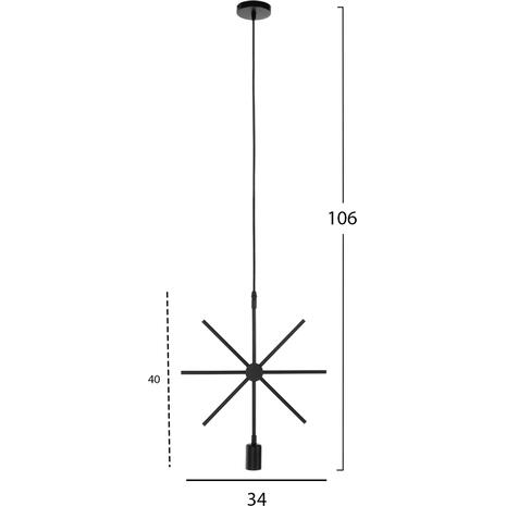 ΦΩΤΙΣΤΙΚΟ ΟΡΟΦΗΣ ΚΡΕΜΑΣΤΟ HM4098 ΜΑΥΡΟ ΜΕΤΑΛΛΟ ΑΣΤΕΡΙ 34x40x106Υεκ.