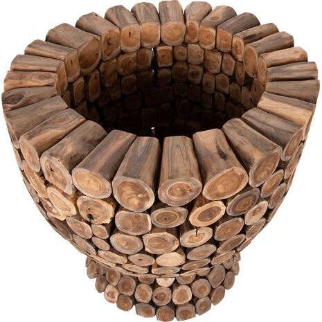 ΤΡΑΠΕΖΙ BAR ΣΤΡΟΓΓΥΛΟ LEEROY HM9806 KOMMATIA ΞΥΛΟΥ TEAK Φ900x103Υεκ.