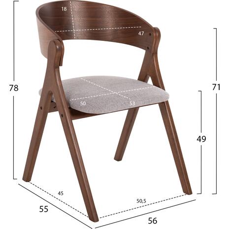 ΚΑΡΕΚΛΑ NEKKER HM9739.01 RUBBERWOOD ΣΕ ΚΑΡΥΔΙ-ΜΠΕΖ ΥΦΑΣΜΑ ΚΑΘΙΣΜΑ 56x55x78Yεκ. (σετ 2 τεμαχίων)