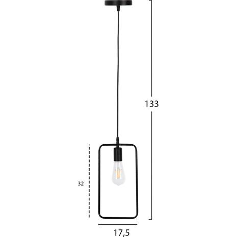 ΦΩΤΙΣΤΙΚΟ ΟΡΟΦΗΣ ΚΡΕΜΑΣΤΟ HM4097 ΜΑΥΡΟ ΜΕΤΑΛΛΙΚΟ ΟΡΘΟΓΩΝΙΟ 17,5x133Υεκ.