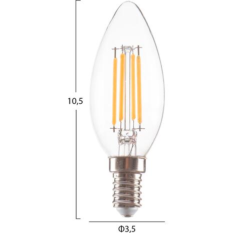 ΛΑΜΠΤΗΡΑΣ LED FILAMENT 4W E14 3000K ΔΙΑΦΑΝΟΣ DIMMABLE HM4048.01