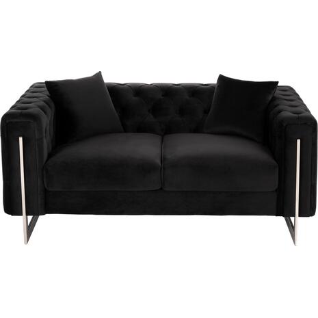 ΚΑΝΑΠΕΣ τ.CHESTERFIELD MOBAR HM3262.04 ΜΑΥΡΟ ΒΕΛΟΥΔΟ-ΜΕΤΑΛΛΙΚΑ ΠΟΔΙΑ 154x85x68Υεκ