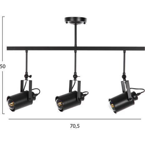 ΦΩΤΙΣΤΙΚΟ ΟΡΟΦΗΣ ΚΡΕΜΑΣΤΟ HM4124 3-ΦΩΤΟ ΜΑΥΡΟΙ ΜΕΤΑΛΛΙΚΟΙ ΠΡΟΒΟΛΕΙΣ 70,5x14x50Υεκ