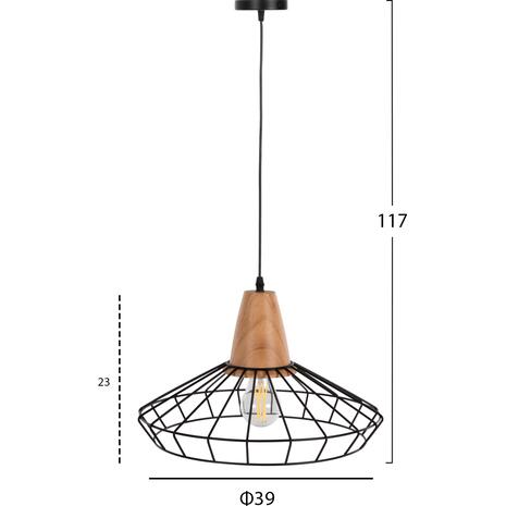 ΦΩΤΙΣΤΙΚΟ ΟΡΟΦΗΣ ΚΡΕΜΑΣΤΟ HM4160 ΜΑΥΡΟ ΜΕΤΑΛΛΟ-ΞΥΛΟ Φ39x117Υεκ