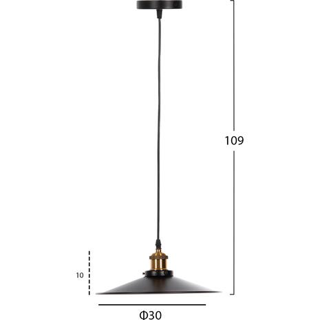 ΦΩΤΙΣΤΙΚΟ ΟΡΟΦΗΣ ΚΡΕΜΑΣΤΟ HM4162 ΜΑΥΡΟ ΜΕΤΑΛΛΟ-ΧΡΥΣΗ ΛΕΠΤΟΜΕΡΕΙΑ Φ30x109Υεκ