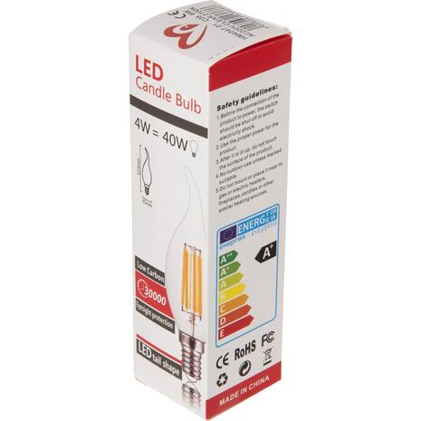 ΛΑΜΠΤΗΡΑΣ HM4047.01 ΣΤΥΛ ΦΛΟΓΑ LED FILAMENT 6W E14 3000K ΔΙΑΦΑΝΟ DIMMABLE