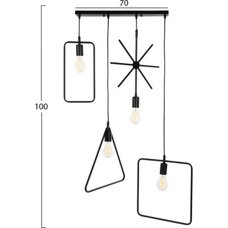 ΦΩΤΙΣΤΙΚΟ ΟΡΟΦΗΣ 4-ΦΩΤΟ HM4099 ΜΑΥΡΑ ΜΕΤΑΛΛΙΚΑ ΣΧΗΜΑΤΑ 70x38x106Υ εκ.