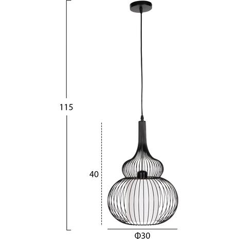ΦΩΤΙΣΤΙΚΟ ΟΡΟΦΗΣ ΚΡΕΜΑΣΤΟ HM4185 ΜΑΥΡΟ ΜΕΤΑΛΛΟ-ΛΕΥΚΟ ΥΦΑΣΜΑ Φ30x115Υεκ