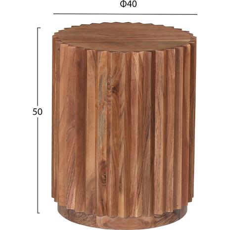ΒΟΗΘΗΤΙΚΟ ΤΡΑΠΕΖΙ ΣΤΡΟΓΓΥΛΟ SEDGE HM9696 ΜΑΣΙΦ ΑΚΑΚΙΑ-ΦΥΣΙΚΟ ΧΡΩΜΑ Φ40x50Υεκ.