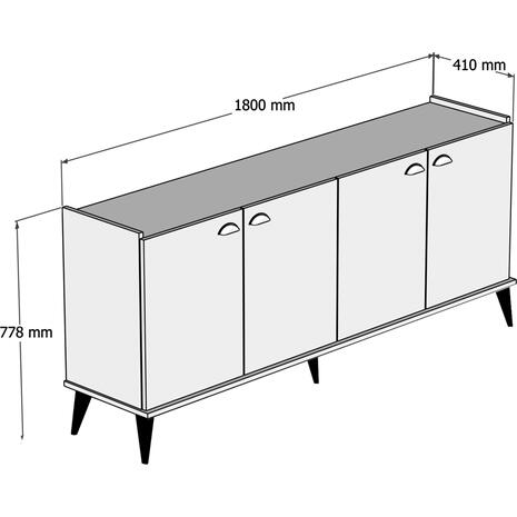 ΜΠΟΥΦΕΣ ΜΕΛΑΜΙΝΗΣ HM9045.01 NATURAL WOOD - ΜΑΥΡΟ ΜΑΡΜΑΡΟ 180x41x77,8Y εκ.