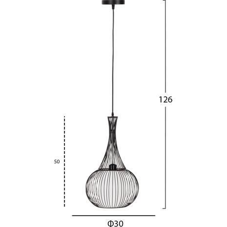 ΦΩΤΙΣΤΙΚΟ ΟΡΟΦΗΣ ΚΡΕΜΑΣΤΟ HM4132 ΜΑΥΡΟ ΜΕΤΑΛΛΙΚΟ Φ30x50Υεκ.