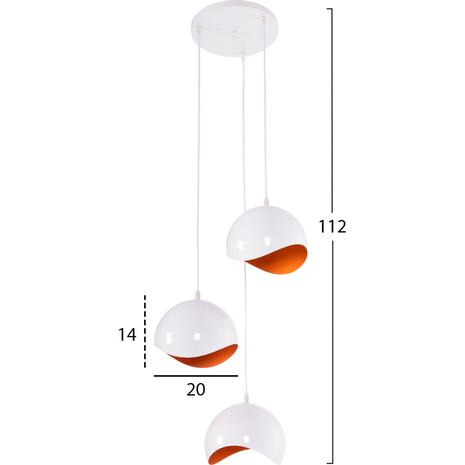 ΦΩΤΙΣΤΙΚΟ ΟΡΟΦΗΣ 3-ΦΩΤΟ HM4166.02 ΜΕΤΑΛΛΙΚΕΣ ΣΦΑΙΡΕΣ ΛΕΥΚΟ-ΠΟΡΤΟΚΑΛΙ Φ20x112Υ