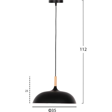 ΦΩΤΙΣΤΙΚΟ ΟΡΟΦΗΣ ΚΡΕΜΑΣΤΟ HM4156 ΜΑΥΡΟ ΜΕΤΑΛΛΟ-ΞΥΛΙΝΗ ΛΕΠΤΟΜΕΡΕΙΑ Φ35x112Υεκ