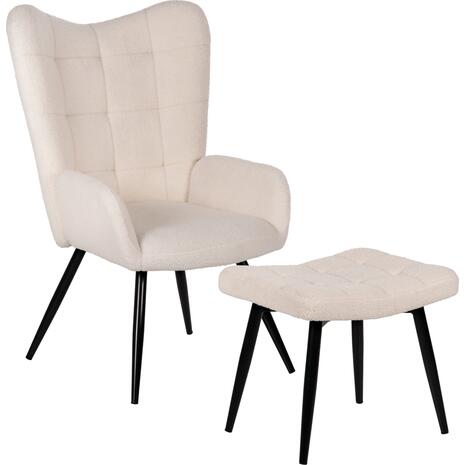 ΠΟΛΥΘΡΟΝΑ ΜΠΕΡΖΕΡΑ CRAWLEY ΜΕ ΥΠΟΠΟΔΙΟ HM8918.25 ΥΦΑΣΜΑ ΜΠΟΥΚΛΕ ΛΕΥΚΟ 70x74x105Y εκ. (Λευκό)