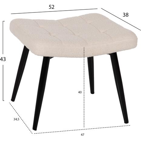 ΠΟΛΥΘΡΟΝΑ ΜΠΕΡΖΕΡΑ CRAWLEY ΜΕ ΥΠΟΠΟΔΙΟ HM8918.25 ΥΦΑΣΜΑ ΜΠΟΥΚΛΕ ΛΕΥΚΟ 70x74x105Y εκ. (Λευκό)