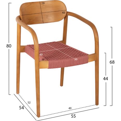 ΠΟΛΥΘΡΟΝΑ OSLO HM9636.06 ΞΥΛΟ TEAK ΦΥΣΙΚΟ & ΡΟΖ ΣΧΟΙΝΙ 55x54x80Yεκ.