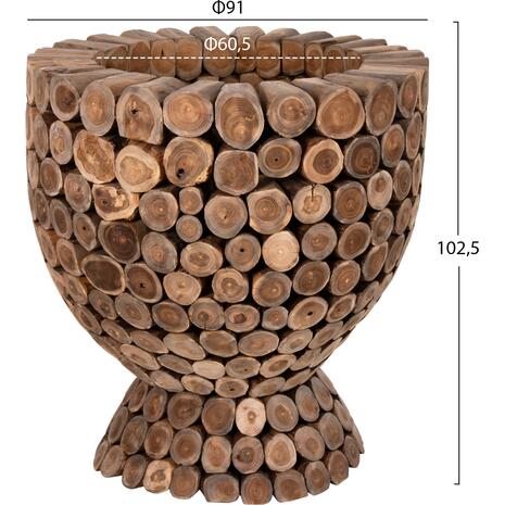 ΤΡΑΠΕΖΙ BAR ΣΤΡΟΓΓΥΛΟ LEEROY HM9806 KOMMATIA ΞΥΛΟΥ TEAK Φ900x103Υεκ.