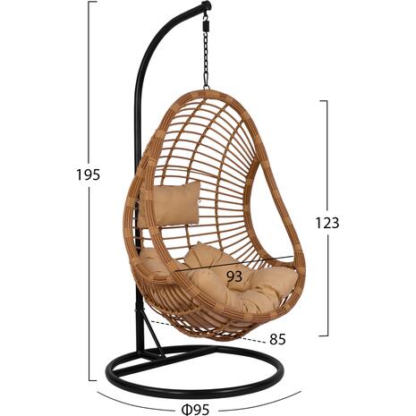 ΚΡΕΜΑΣΤΗ ΠΟΛΥΘΡΟΝΑ ΦΩΛΙΑ CALLIE HM5541.01 ΜΕ WICKER & ΜΑΞΙΛΑΡΙΑ ΜΠΕΖ Φ95Χ195Υ εκ.