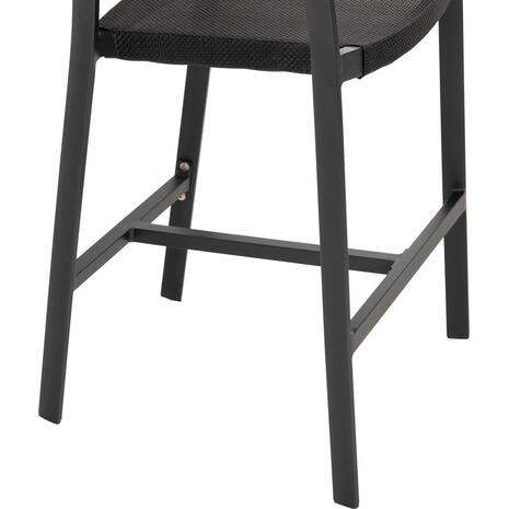 ΣΚΑΜΠΟ ΑΛΟΥΜΙΝΙΟΥ HM5892.15 ΜΕΣΑΙΟΥ ΥΨΟΥΣ RATTAN & TEXTLINE ΜΑΥΡΟ ΜΠΕΖ 55x56,5x99Υ