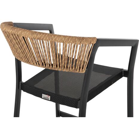 ΣΚΑΜΠΟ ΑΛΟΥΜΙΝΙΟΥ HM5892.15 ΜΕΣΑΙΟΥ ΥΨΟΥΣ RATTAN & TEXTLINE ΜΑΥΡΟ ΜΠΕΖ 55x56,5x99Υ