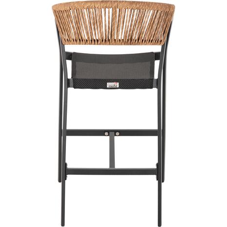 ΣΚΑΜΠΟ ΑΛΟΥΜΙΝΙΟΥ HM5892.15 ΜΕΣΑΙΟΥ ΥΨΟΥΣ RATTAN & TEXTLINE ΜΑΥΡΟ ΜΠΕΖ 55x56,5x99Υ