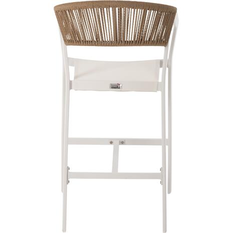 ΣΚΑΜΠΟ ΑΛΟΥΜΙΝΙΟΥ HM5892.12 ΜΕΣΑΙΟΥ ΥΨΟΥΣ RATTAN & TEXTLINE ΛΕΥΚΟ ΜΠΕΖ 55x56,5x99Y