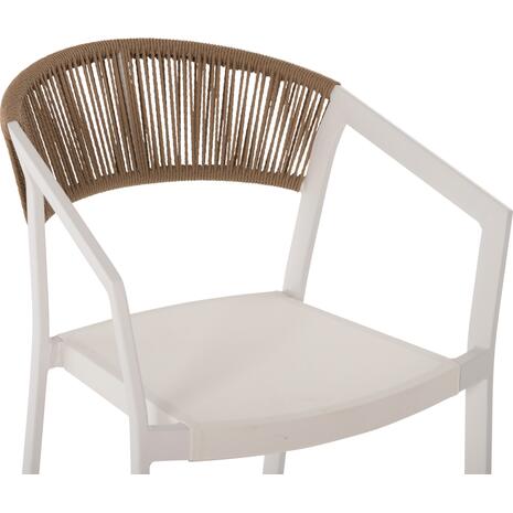 ΣΚΑΜΠΟ ΑΛΟΥΜΙΝΙΟΥ HM5892.12 ΜΕΣΑΙΟΥ ΥΨΟΥΣ RATTAN & TEXTLINE ΛΕΥΚΟ ΜΠΕΖ 55x56,5x99Y