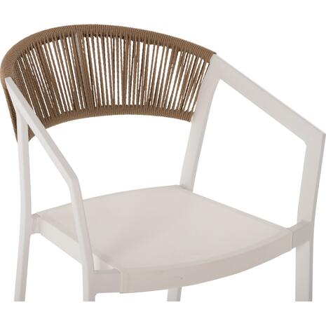 ΣΚΑΜΠΟ ΑΛΟΥΜΙΝΙΟΥ HM5892.12 ΜΕΣΑΙΟΥ ΥΨΟΥΣ RATTAN & TEXTLINE ΛΕΥΚΟ ΜΠΕΖ 56,5x57x99,5