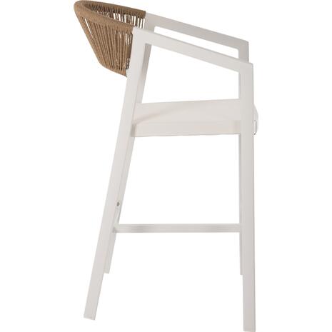 ΣΚΑΜΠΟ ΑΛΟΥΜΙΝΙΟΥ HM5892.12 ΜΕΣΑΙΟΥ ΥΨΟΥΣ RATTAN & TEXTLINE ΛΕΥΚΟ ΜΠΕΖ 55x56,5x99Y