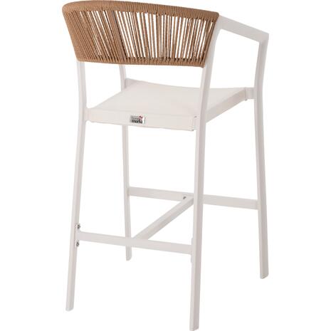 ΣΚΑΜΠΟ ΑΛΟΥΜΙΝΙΟΥ HM5892.12 ΜΕΣΑΙΟΥ ΥΨΟΥΣ RATTAN & TEXTLINE ΛΕΥΚΟ ΜΠΕΖ 55x56,5x99Y