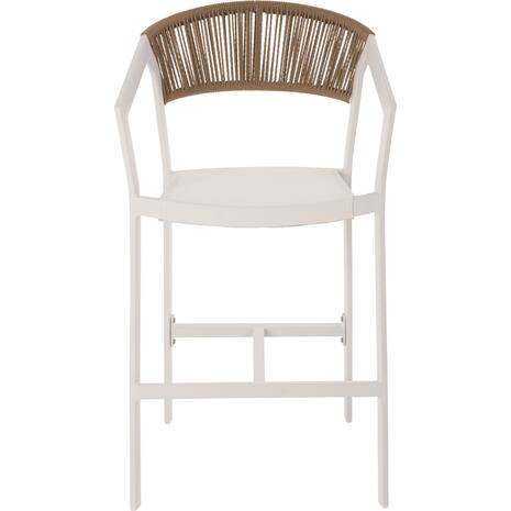 ΣΚΑΜΠΟ ΑΛΟΥΜΙΝΙΟΥ HM5892.12 ΜΕΣΑΙΟΥ ΥΨΟΥΣ RATTAN & TEXTLINE ΛΕΥΚΟ ΜΠΕΖ 55x56,5x99Y