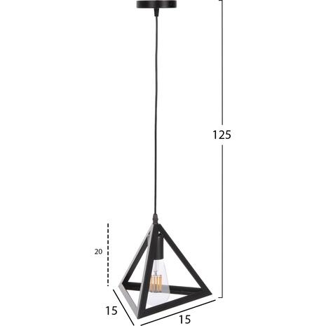 ΦΩΤΙΣΤΙΚΟ ΟΡΟΦΗΣ ΚΡΕΜΑΣΤΟ HM4181 ΜΑΥΡΟ ΜΕΤΑΛΛΙΚΟ ΚΑΠΕΛΟ ΠΥΡΑΜΙΔΑ 15x15x125Υεκ.
