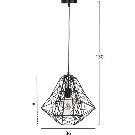 ΦΩΤΙΣΤΙΚΟ ΟΡΟΦΗΣ ΚΡΕΜΑΣΤΟ HM4067 ΜΑΥΡΟ ΜΕΤΑΛΛΙΚΟ ΔΙΚΤΥΩΤΟ ΚΑΠΕΛΟ 36x30x130Υεκ.